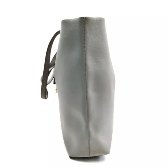 Pre-Owned YVES SAINT LAURENT Toy Supple Leather Shopping Tote Bag Gray - Picture 3 of 9
